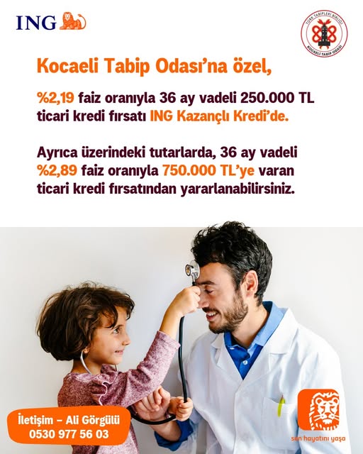 ING Bank'tan Kocaeli Tabip Odası Üyelerine Özel Ticari Kredi Kampanyası 